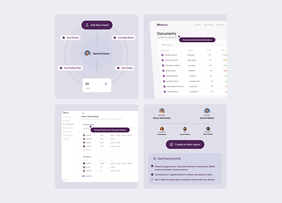 Financial Advisor Software Saas UI Design accounting clean design clients dashboard finances financial advisor financial dashboard financial planning financial platform financial services investment purple saas software ui design violet wealth wealth management