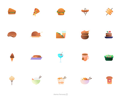 Delicious food icons app icon branding food icons graphic design graphics art iconography icons icons set illustration illustrator product illustration ui ui design visual design website icon