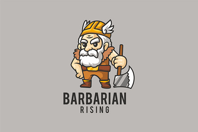 Barbarian Rising barbarian beard branding cartoon character design graphic illustration logo man old rising warrior