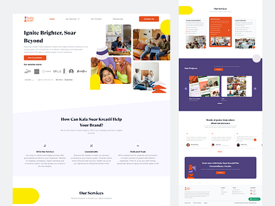 Creative Agency Website Design – Kala Suar Kreatif clean design colorful design creative agency cta digital agency footer full design graphic design hero landing page modern design orange portfolio design purple responsive services testimonials web design web development website showcase