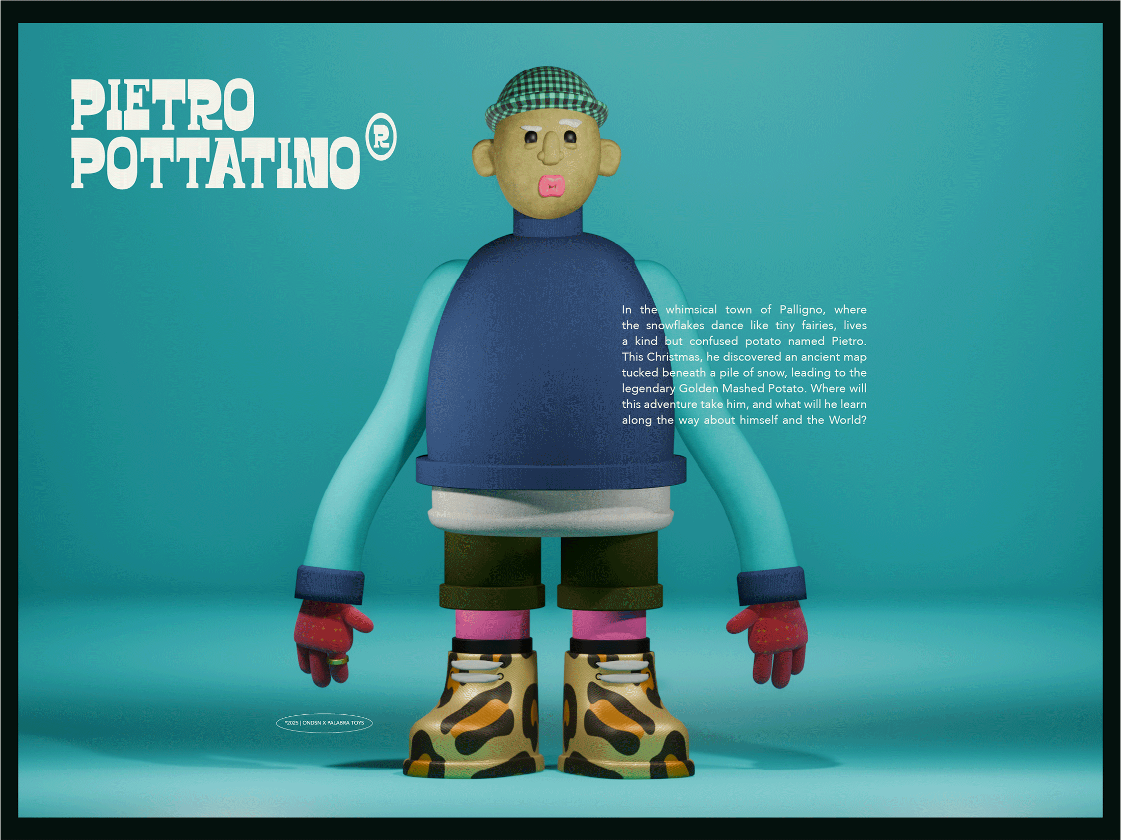 Pietro Pottatino ® 2025 3d adventure animated blender character branding freelancer fresh fun kids logo nikola obradovic design ondsn pietro pottatino potato character toy design toys typography web design whimsical