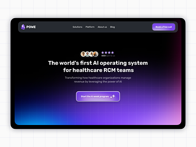 AI RevenueOS: Revolutionizing Healthcare Operations aiinnovation branding gradientbackgroun healthcareai hero section landingpage rcmteams ui uiux design ux webdesign