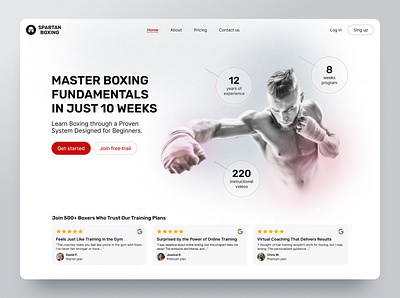 Landing Page for Online Boxing Training boxing fitness hero landing page ui