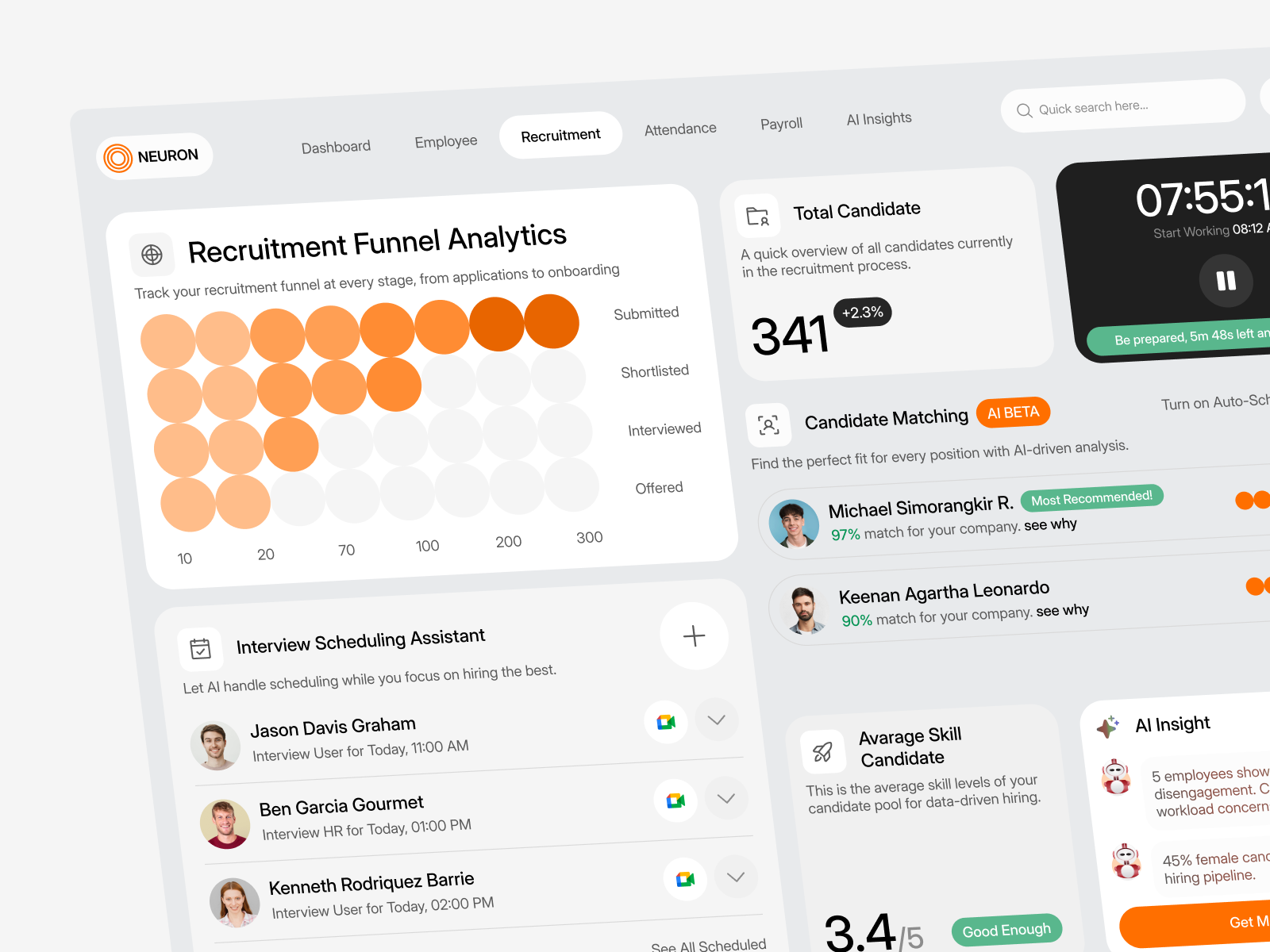 Neuron - HR Management Dashboard [Recruitment Page] hr hr management recruitment dashboard recruitment page ui ux