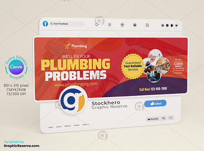 Plumber Facebook Cover Canva Template plumber social media plumbing facebook cover social media cover