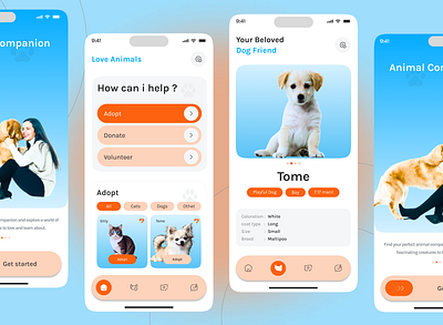 Animals Adopt Phone App android animallovers animals app brutalism charity graphic design help interaction design material design mobile mobile app mobile application pets pets adopt responsive design shelterpets top mobile app ui ux