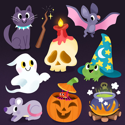 Halloween stickers animals cute halloween illustration kidlit kids monsters stickers vibrant