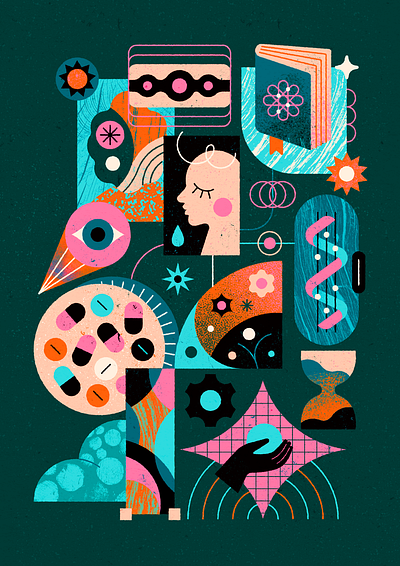 Mental Health Journey abstract adobe illustrator brain conceptual design diagnosis geometric health illustration journey lfestyle medical medicine mental health pattern science therapy vector well being