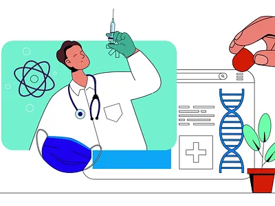 Medical Center 2D Animation 2d animation clinical research dna doctor flat genetics health healthcare illustration laboratory man medical medical equipment medicine motion patient science scientific research vaccine