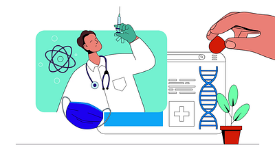 Medical Center 2D Animation 2d animation clinical research dna doctor flat genetics health healthcare illustration laboratory man medical medical equipment medicine motion patient science scientific research vaccine