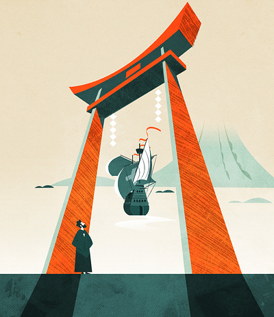 A first encounter design illustration illustrator japan minimalist nippon texture torii vector