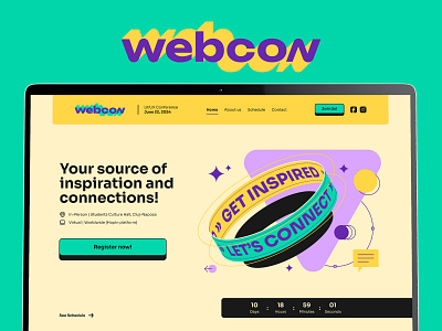 WebCon - Landing Page design 3d branding colorful conference design gathering graphic design illustration interface junior landing page logo neobrutalism speakers ui ui design user experience ux workshop