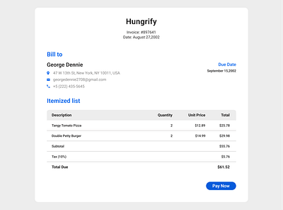 Daily UI Challenge Day 46 - Prompt: Invoice ui