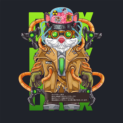 CHARACTER: DR.X cat cyborg graphic design illustration machine mecha robot vector