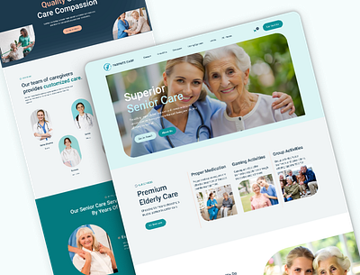 Seniors Health Care Service Web Landing-Page UI Design design family health health care old family old man senior ui web