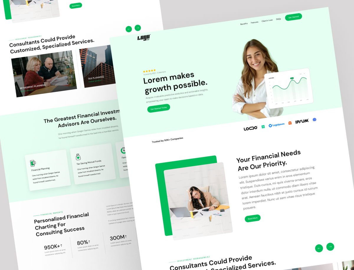 Finance Website Design For Better Growth bank business finance landing page marketing money uiux user interface web design website