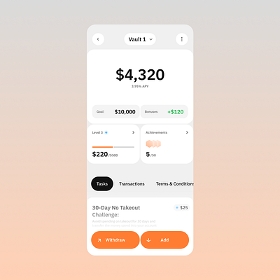 Savings account with a built-in gamification dailyui design interface simple ui uiux