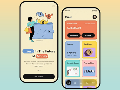 FutureFund banking app layout app app prototype bitcoin tracking crypto investment crypto trading e banking e banking app fin tech fin tech app design investment banking investments app mobile app mobile app design personal finance personalized finance app stock market app tax filing app ui ui ux ux