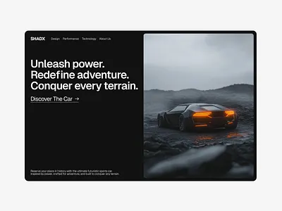 Hero header for futuristic car concept ai car clean concept dark design figma futuristic header hero ia midjourney minimalist ui ui design website