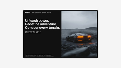 Hero header for futuristic car concept ai car clean concept dark design figma futuristic header hero ia midjourney minimalist ui ui design website