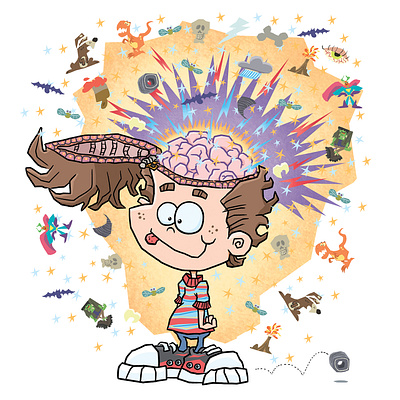 Boy Brain character design humor illustration whimsical