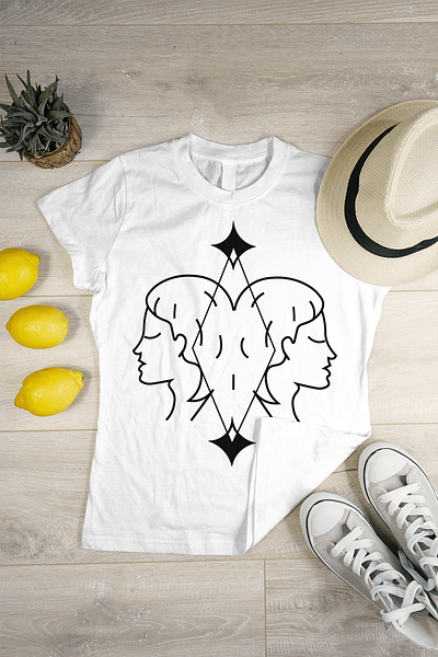 T Shirt Mockup - Zodiac Signs : Gemini adobe illustrator adobe photoshop creatives gemini graphic design illustrations mockup tshirt designing tshirt mockup zodiac signs zodiac tshirt