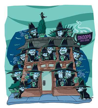 Snoops Java House editorial illustration mystery whimsical