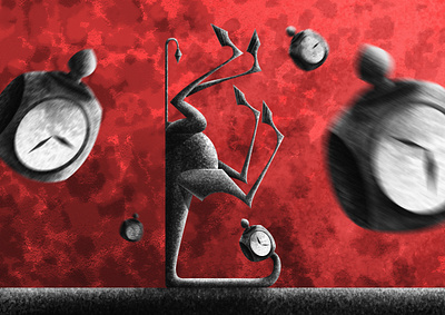 The weight of time - imagination collection #2 art black buy clock collection creative design giraffe illustration red salvador texture time watch weight