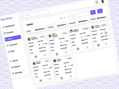 StoreEase - Order Management Dashboard admin panel clean ui dashboard ui design system e commerce dashboard figma design minimal design order dashboard order management order tracking saas design ui ui design user experience ux design web application web design
