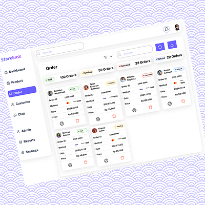 StoreEase - Order Management Dashboard admin panel clean ui dashboard ui design system e commerce dashboard figma design minimal design order dashboard order management order tracking saas design ui ui design user experience ux design web application web design