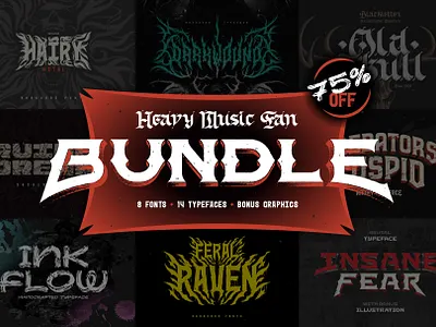 Heavy Music Fan Bundle! 75% OFF alphabet decorative design font illustration lettering type typeface typography