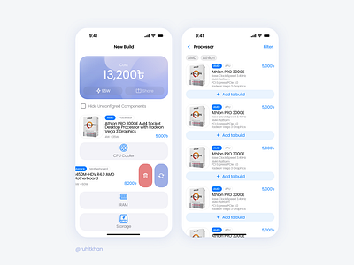 SpotMyBuild: PC Builder App computer components mobile app pc builder pc builder app ui