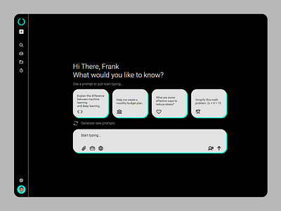 AI Assistant Interface w/ Personalized and Dynamic Prompts app design graphic design ui ux