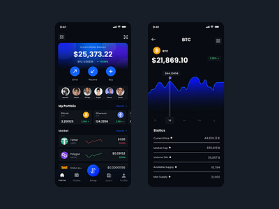 Crypto Wallet Mobile App Design app design binance app crypto exchange app crypto wallet fintech app money transfer online banking app payment app ui