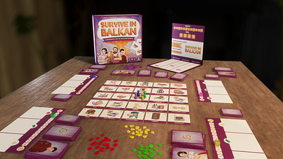 Survive in Balkan: Part 1 3d board game branding design drawing engine game graphic design illustration illustrator logo maya photoshop procreate product design render unity