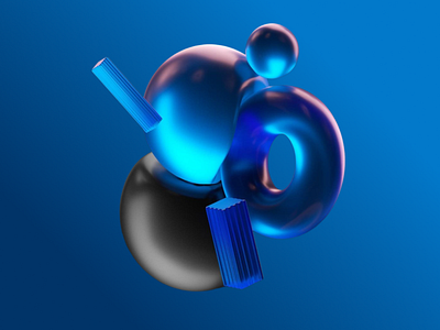 Dynamic Blue Harmony 3d 3dart 3ddesign abstract abstractdesign balancedesign blue colorharmony contemporaryart creativecomposition digitalart geometricshapes glossy graphicdesign minimalism modernart sphere textures torus visualdesign