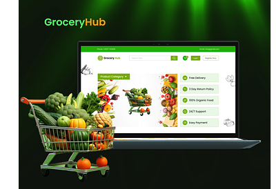 Fresh Food And Grocery Shop Landing Page| Website branding design figma freshfood website grocery shop website illustration product design ui ui ux uiux user interface ux