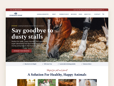 Animal Bedding: website design animals bedding clean ecommerce hemp hero modern redesign san serif script stalls testimonials ui ux web web design website website design zoos