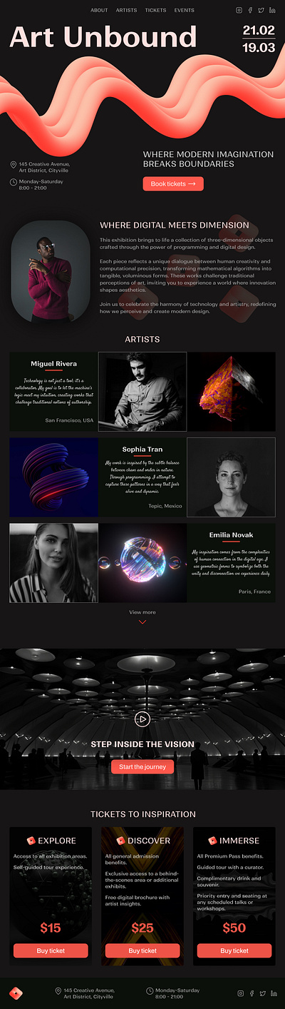 The Modern Art Gallery art design design thinking figma landing page ui user interface ux