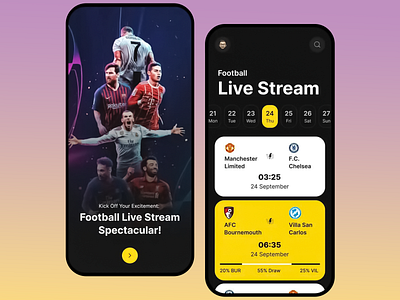 Football Live Score Sports App | UI UX Design app app ui design football football live stream football streaming app interactive sports app live live match streaming live sports streaming live stream mobile app mobile app ui sport sports app streaming app ui ui design user interface ux ux design