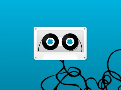 Cassette Tape black blue rebound white