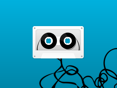 Cassette Tape black blue rebound white