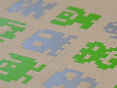 Bit Monsters (printed) bitmonsters emletterpress green kraft letterpress photo print silver simplebits