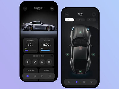 Car monitoring application app app design app interface car app car overview app design distance tracker interactive car app mobile app mobile app interface mobile application design remote control speed tracker ui ui design ui ux ux ux design uxui vehicle control app