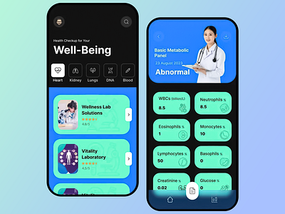 WellBeing health tracking app design app app interface blood analysis app digital health tools health app health checkups lab test tracker medical solutions app mobile app mobile app interface personal health management personalized health tracker smart health tools ui ui design ui ux user friendly health app ux ux design wellbeing app