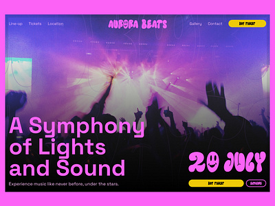 Music festival band brutalizm concert design design concept event festival first block first section graphic design hero section home page illustration landing page live music music musicians ticket typography website