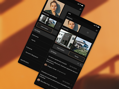 Another mobile CRM concept clean comments concept contact information crm dark dark mode design fields flat forms information minimal mobile notes property information rebound sketch ui ux