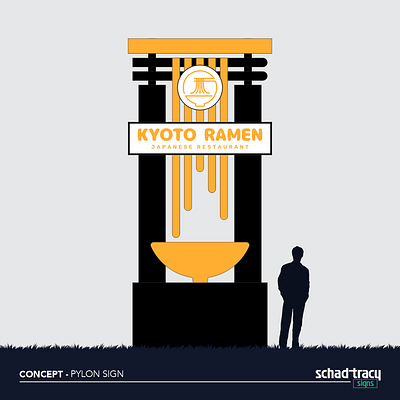 Sign Concept - Kyoto Ramen 3d concept graphic design logo design pylon render sign sign design signage