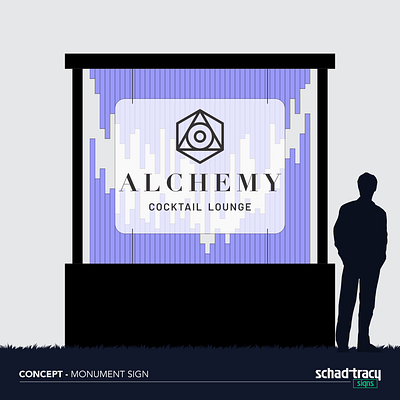 Sign Concept - Alchemy Cocktail Lounge 3d branding design graphic design illumination illustration logo monument sign redner sign design sign industry signage