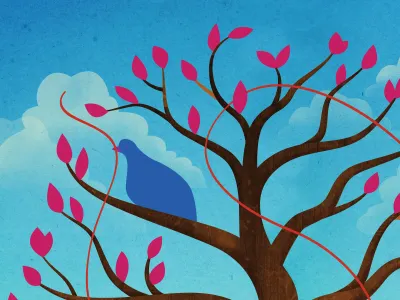 Memorial Tree blue brown illustration tree